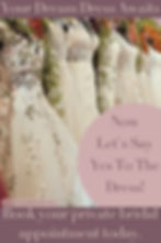 A glowing image of a bridal boutique interior with a stunning gown displayed.