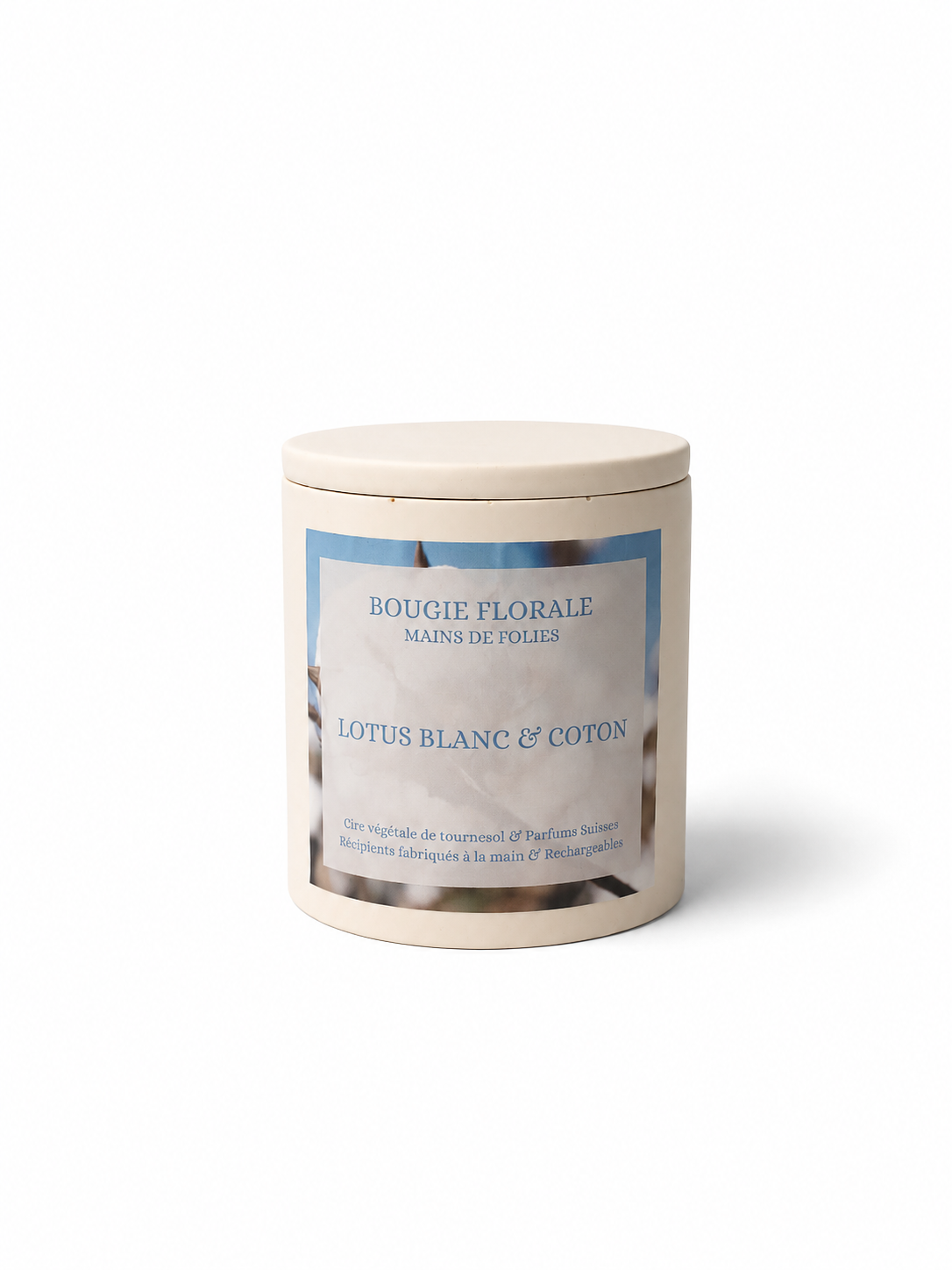 MAINS DE FOLIES - BOUGIE FLORALE - LOTUS BLANC & COTON