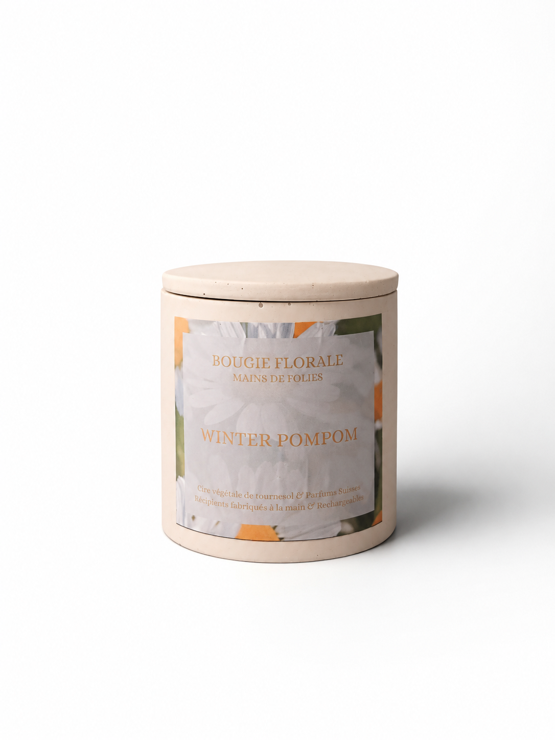 MAINS DE FOLIES - BOUGIE FLORALE - WINTER POMPOM