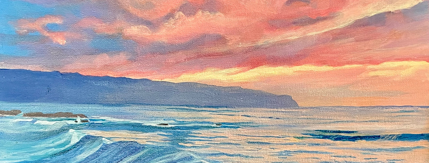 "Three Tables"  Original Acrylic Painting by Nora Puls.  My favorite swimming place as a child growing up on OAHU
