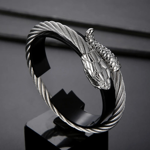 Stainless Steel Snake Bangle | Silk Road Embroidery