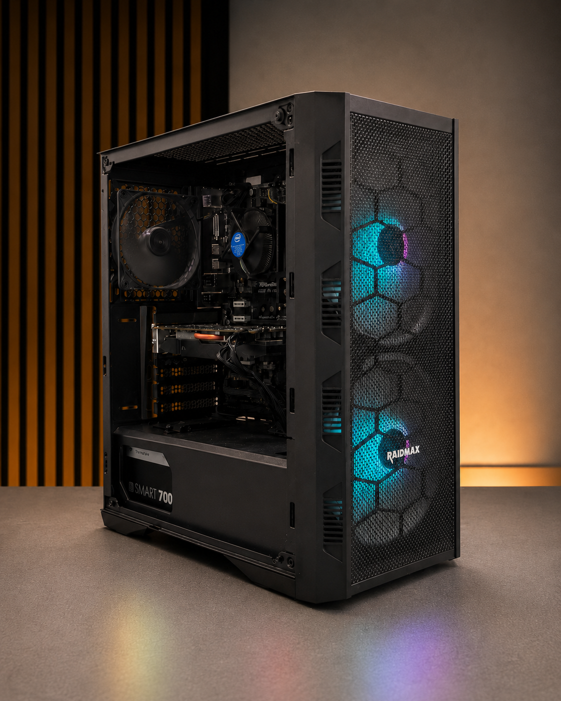 Interior of a completed custom gaming PC built by The Tech Bench