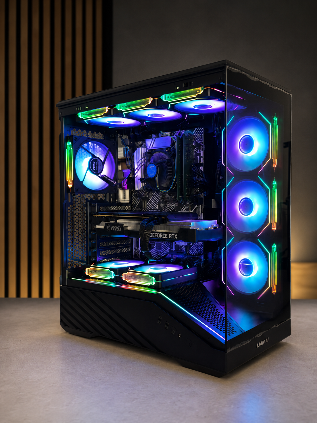 Clean internal wiring and components inside a custom PC