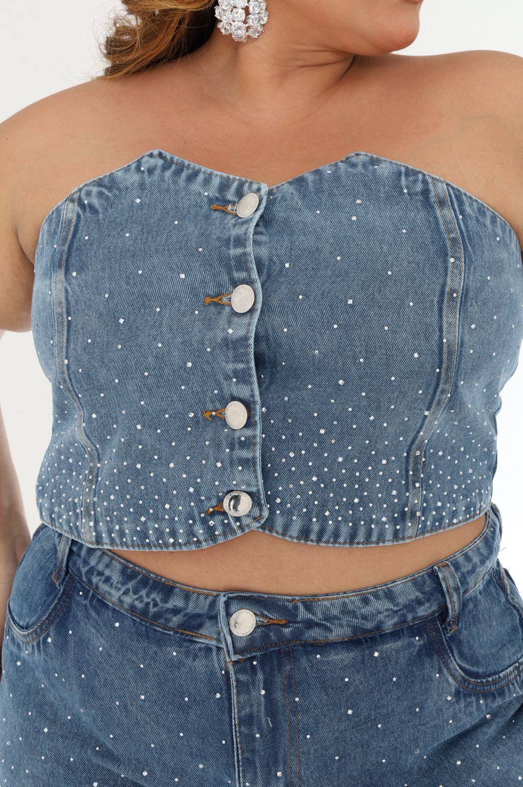 Cropped Brilho Jeans Plus | Linha Premium