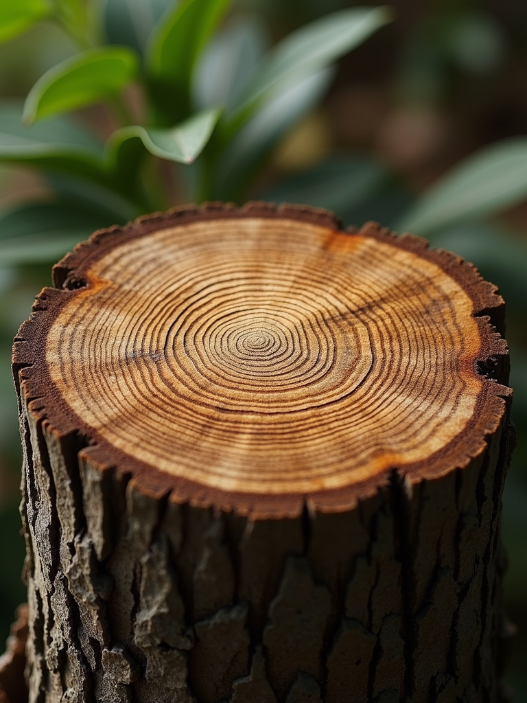 Abstract growth rings of an ancient weathered tree stump.
