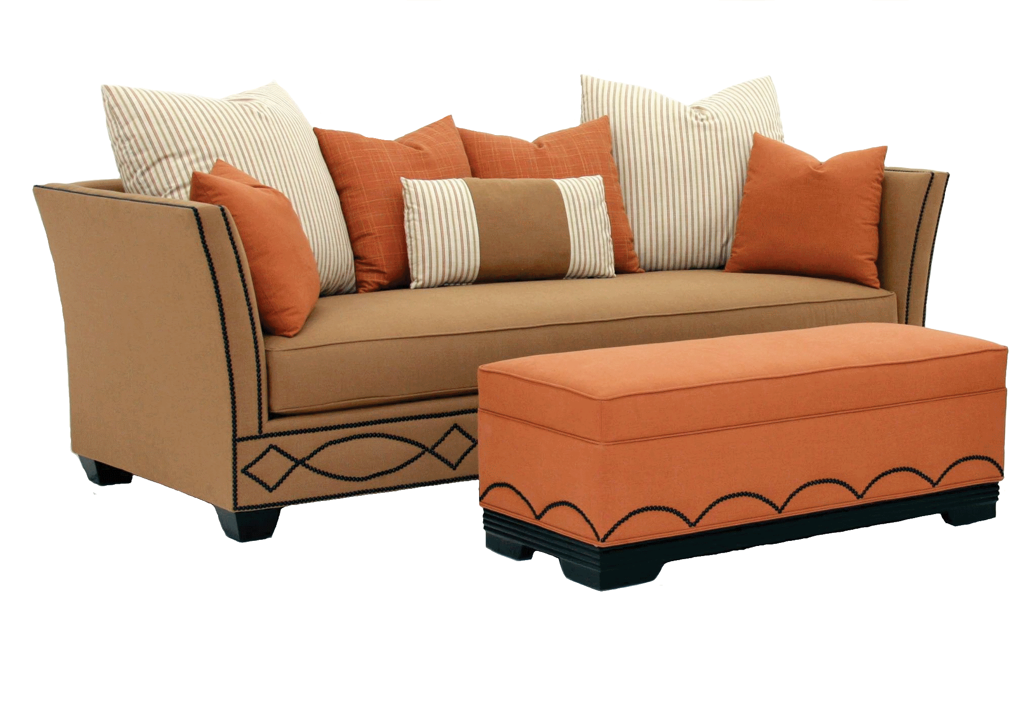 Pillow back sofa with nailheads