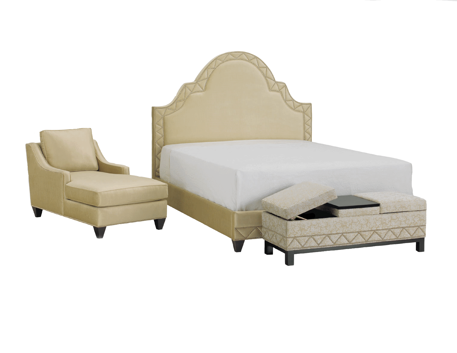 Upholstered Bed and Custom Chaise