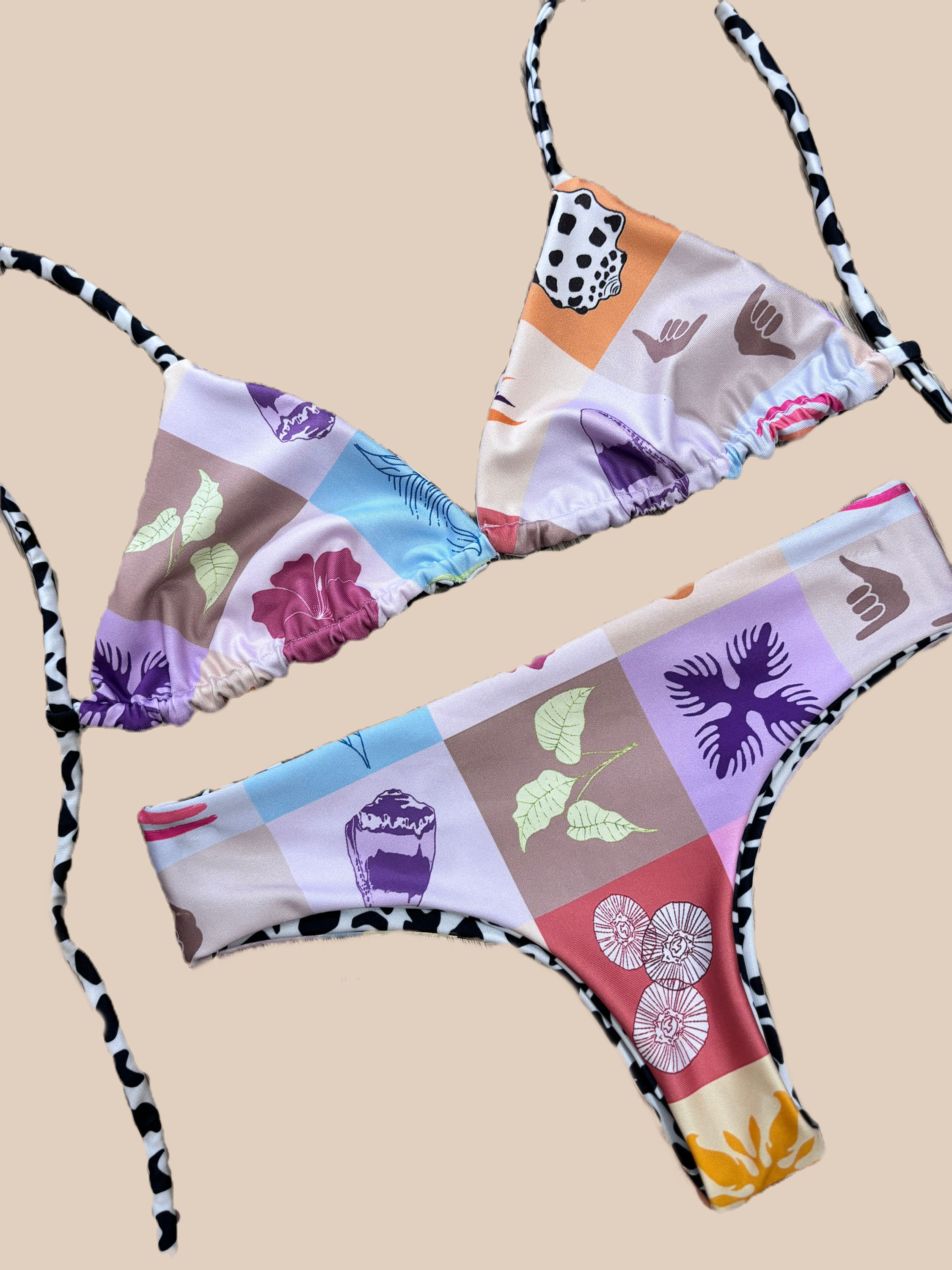 Lani Top & Kaunaoa Bottom - Patchwork RVS Hebrew Shell