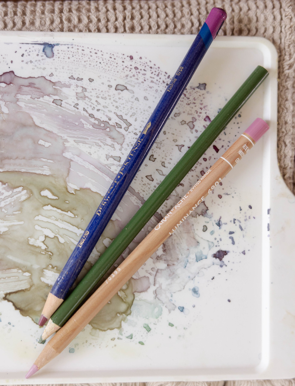 Artist pencils and watercolor