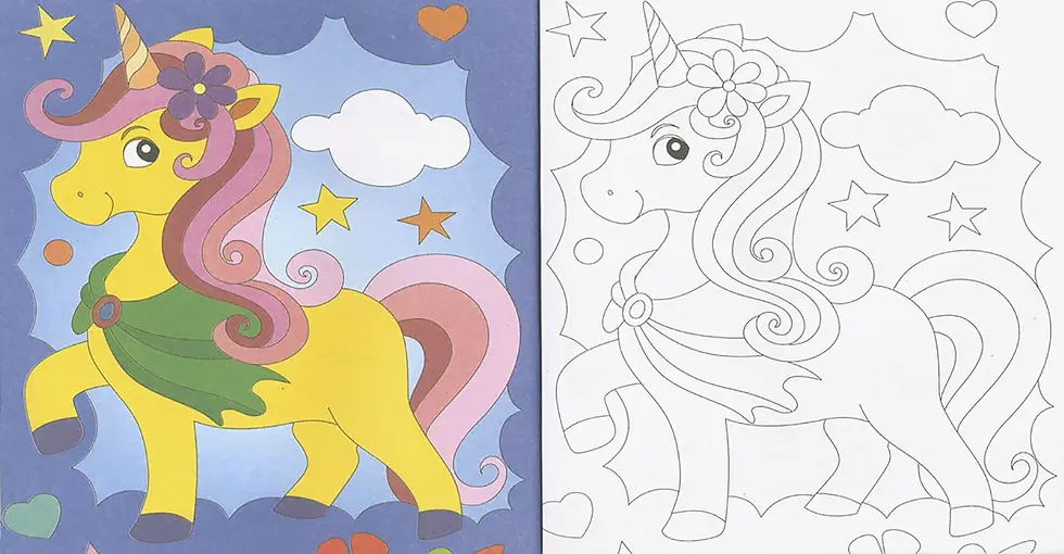 Miniatura: COPIA Y COLOREA UNICORNIOS 2. Amarillo