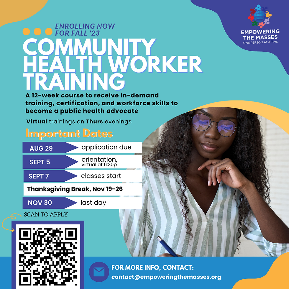 New Enrolling for Community Health Worker Training - Fall 2023