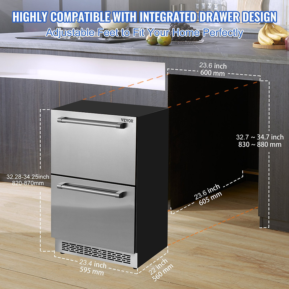 Thumbnail: VEVOR 24 inch Undercounter Refrigerator, 2 Drawer Refrigerator with Different Te