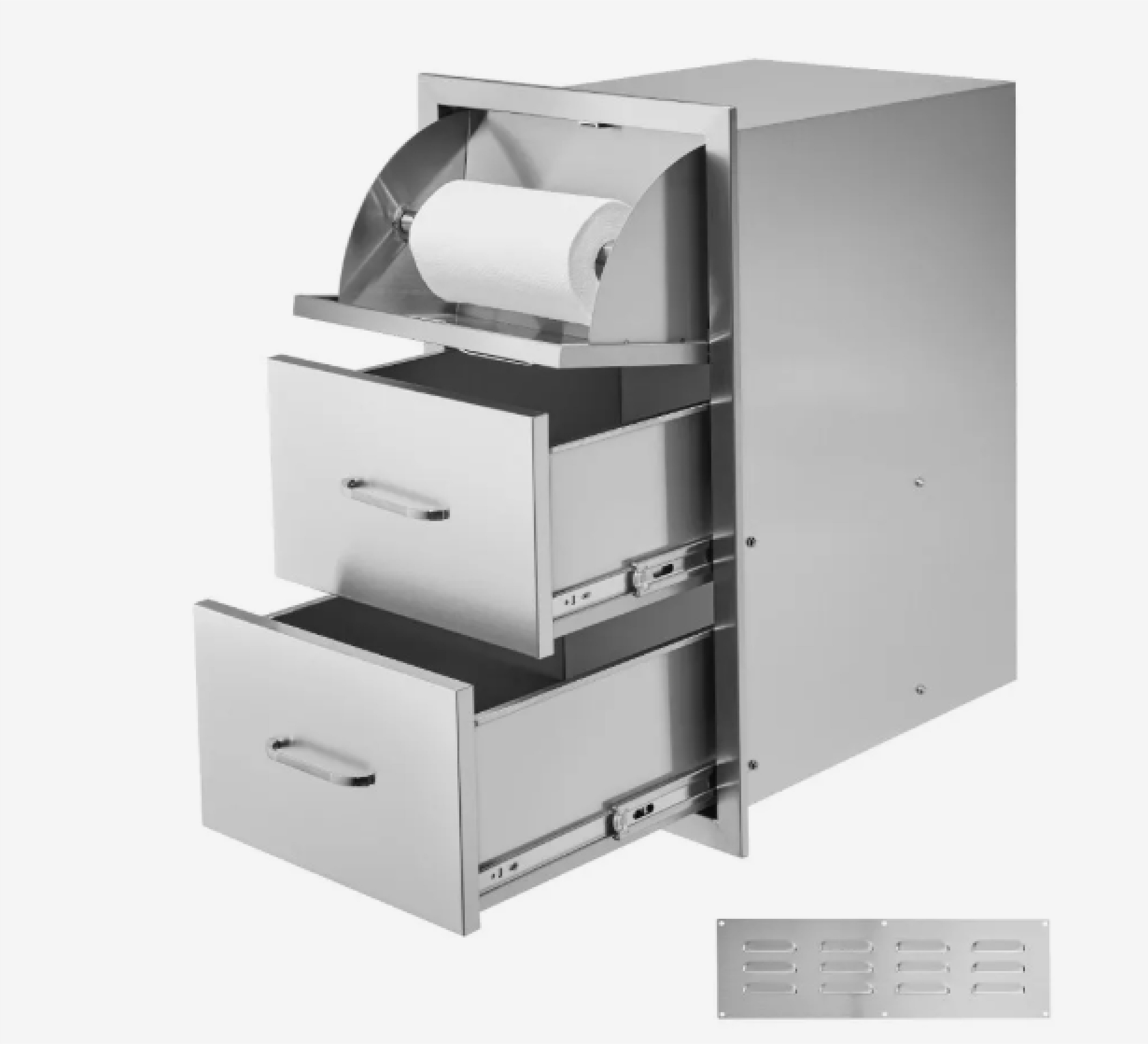 VEVOR 17W x 30H x 21D Inch Outdoor Kitchen Stainless Steel Double Access Drawers