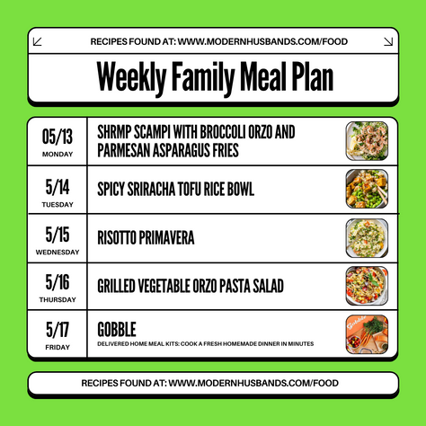 Weekly Meal Plan: 5/13-5/17