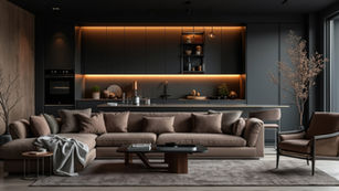 Luxury interior design living room and open kitchen Raleigh NC