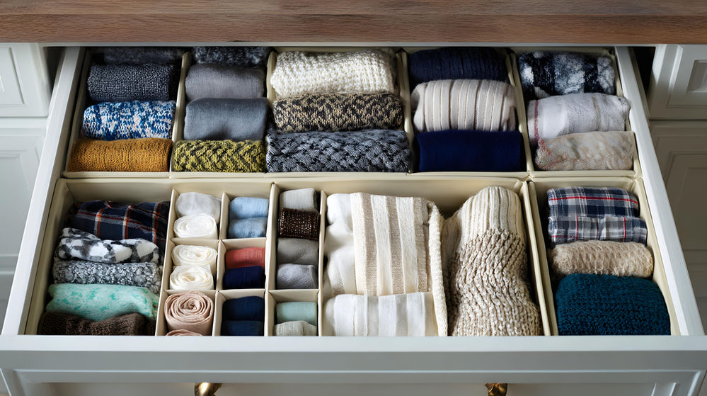 open drawer with dividers