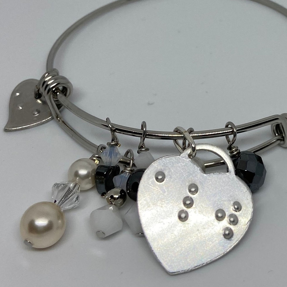 Thumbnail: The Expandable Dangle Bangle Bracelet Braille Embossed by Elegant Insights