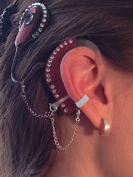 Thumbnail: "Intricate Filigree"14K White Gold Ear Cuff (For Cochlear Implants) by HearClip