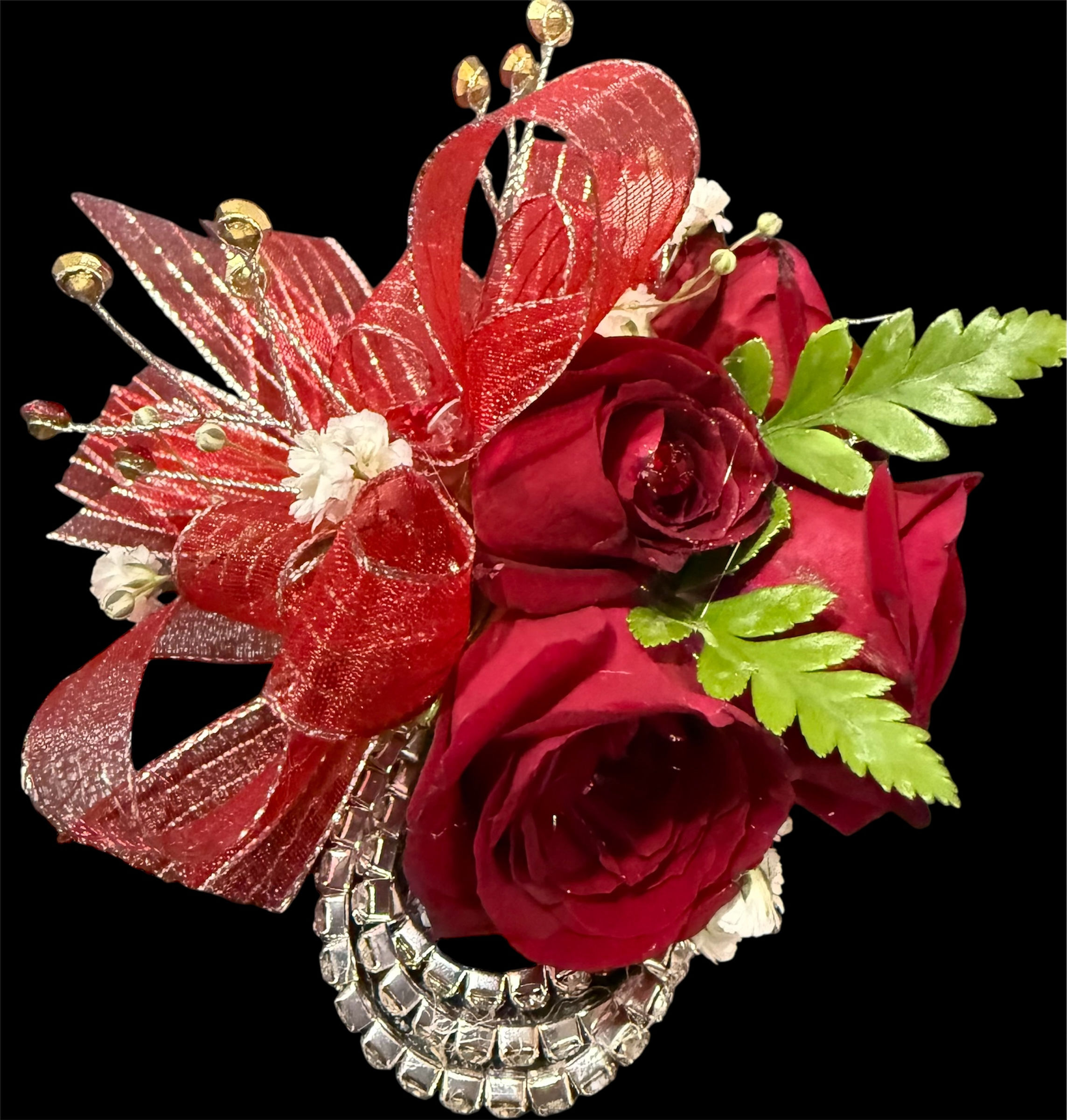 Red lady corsage