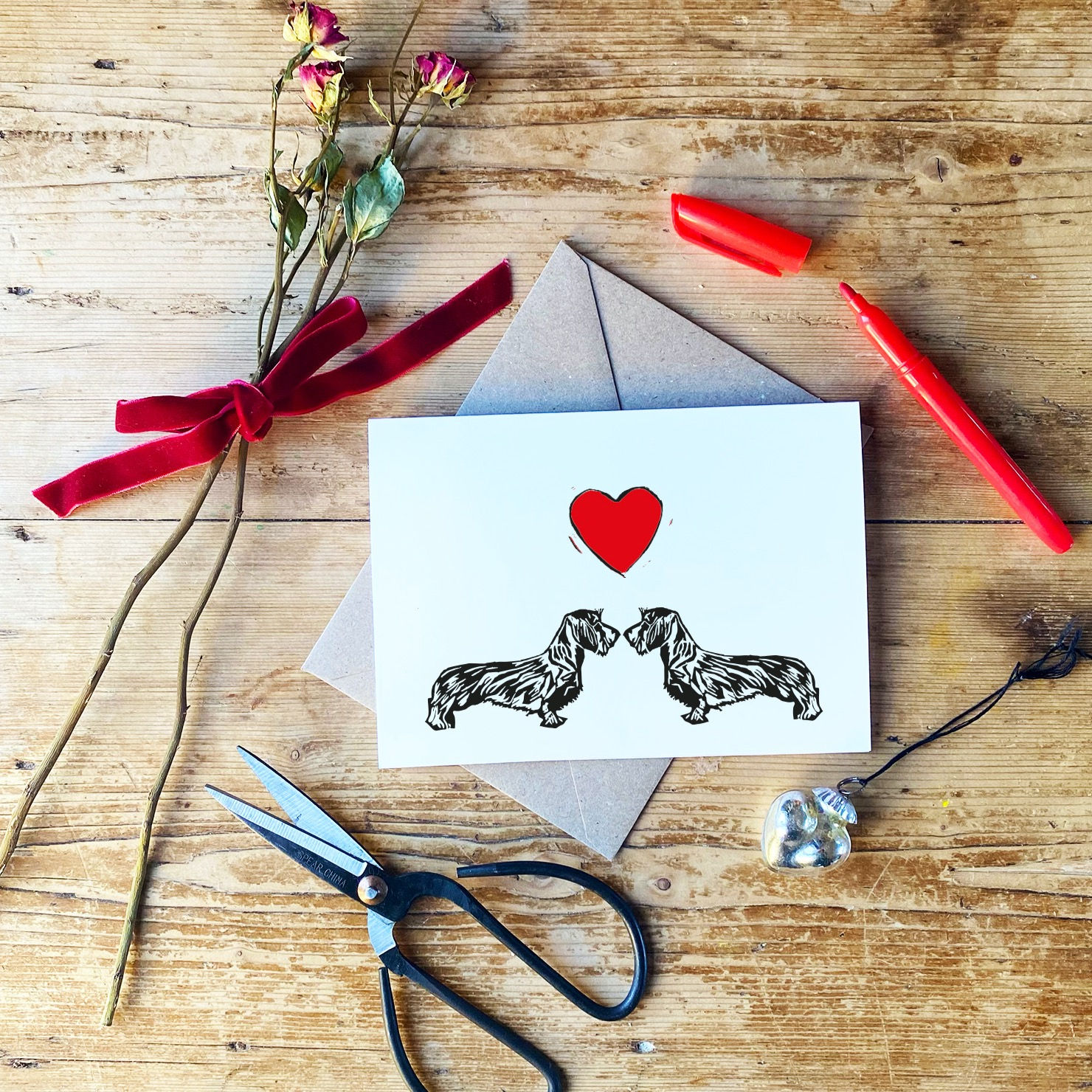 Wire Haired Dachshund Love Greeting Card