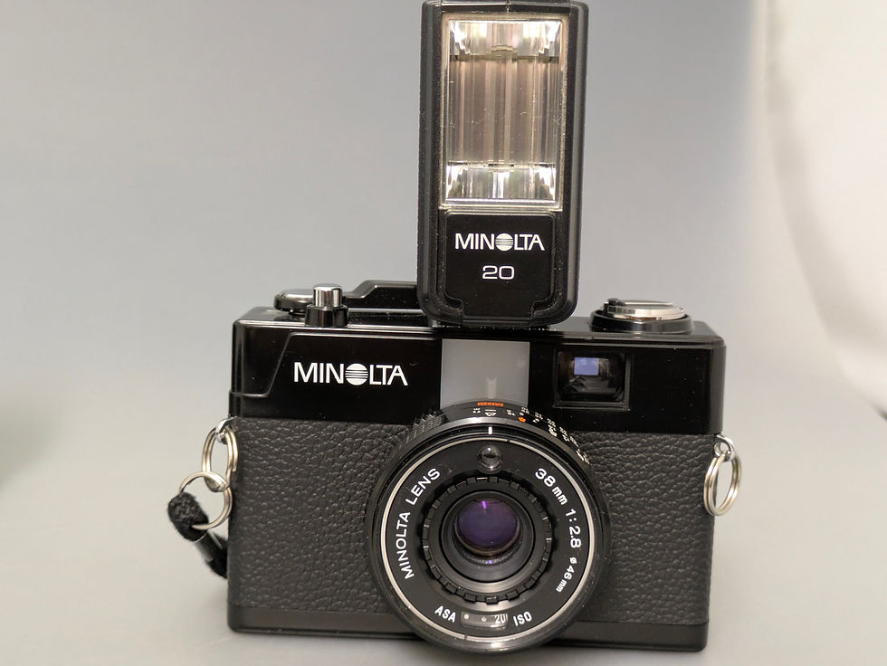 Thumbnail: Minolta Hi-Matic G2 With flash And Cases.  Film Tested. Excellent condition!