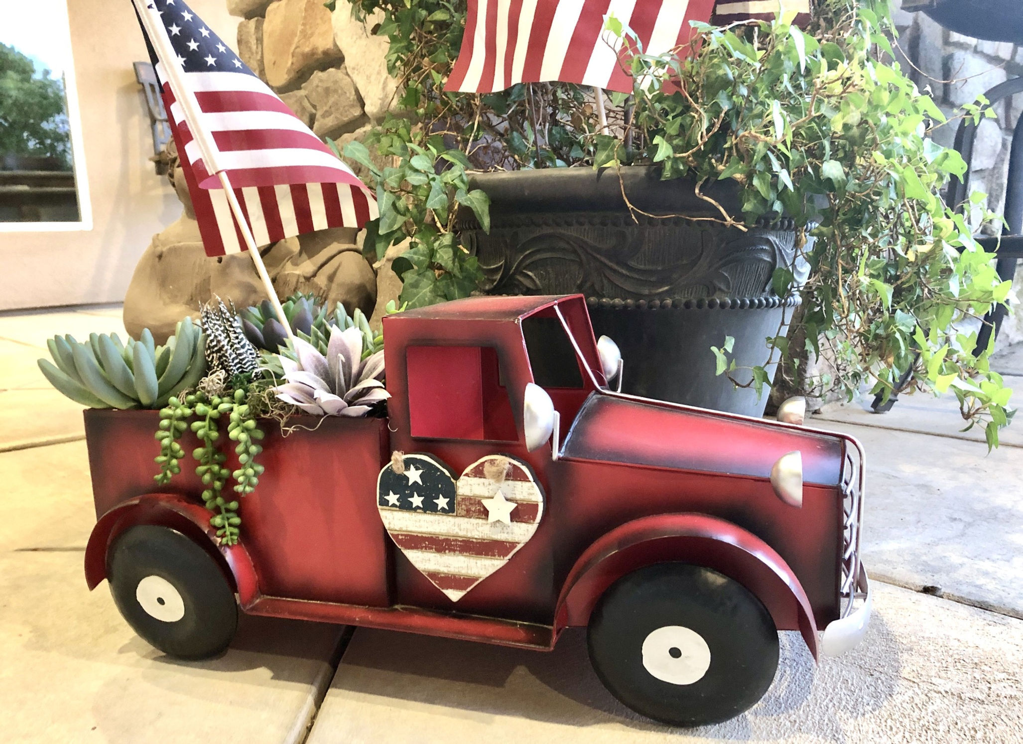Patriotic Truck Succulent Planter-RED