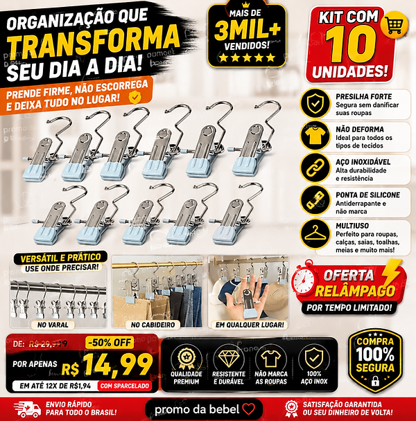 GUIANA  Mini Cabide Gancho para Roupa Ganchos de Calça Jeans Aço Inoxidável.png