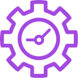 Icono de engranaje con reloj