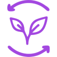 Icono de planta con ciclo sostenible