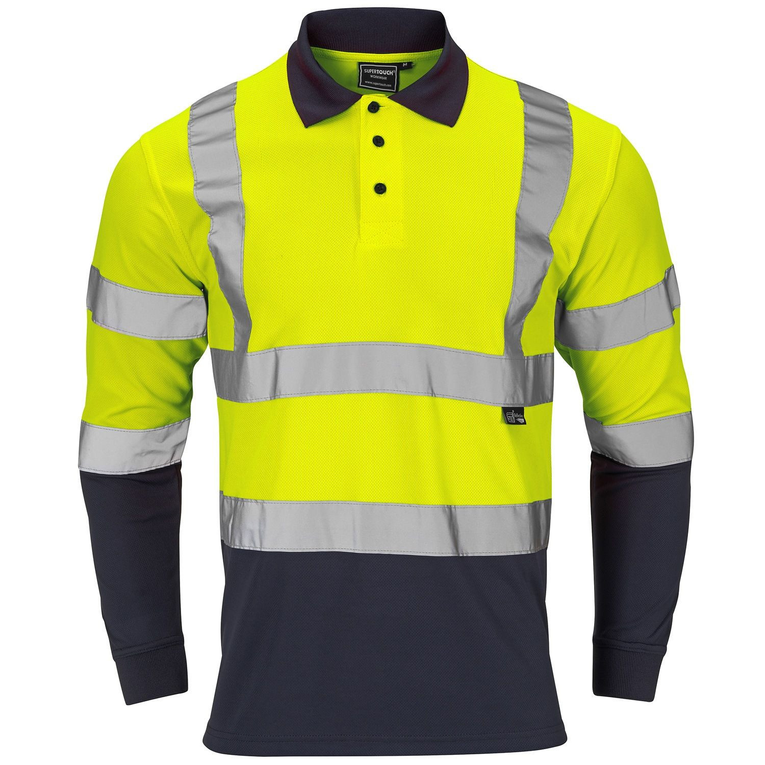 Supertouch Hi-Vis 2 Tone Long Sleeve Polo Shirt Yellow - ST-SHV-30L491