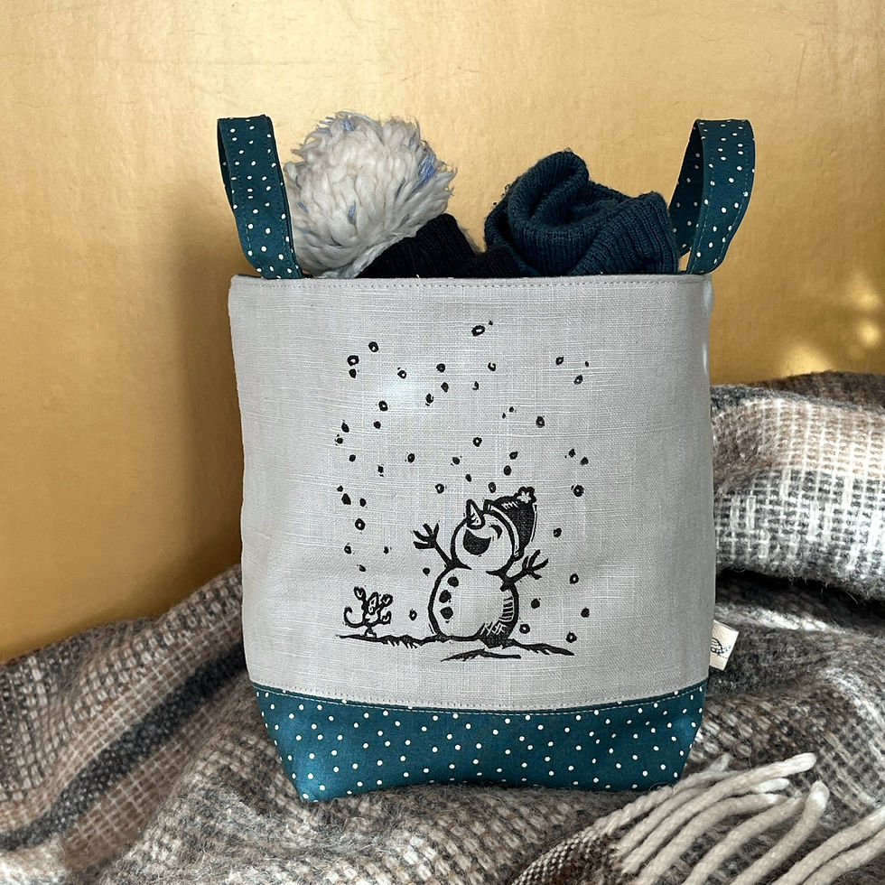 Miniature : Stoff-Korb Schneeflocken & Ordnung