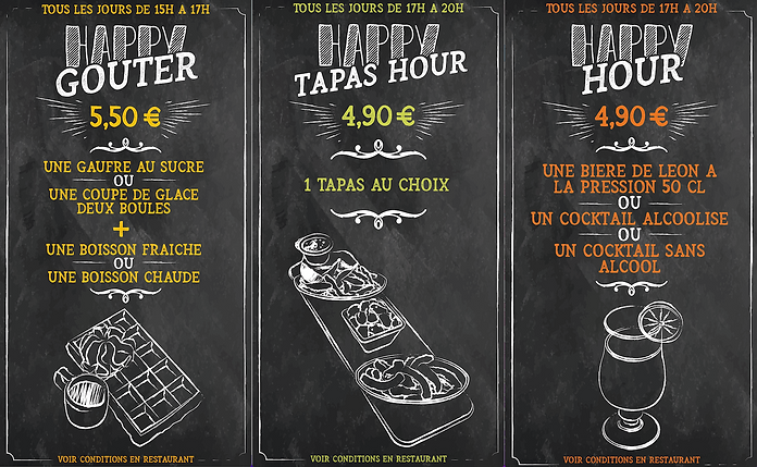 chevalet-happy-hour-leon-de-bruxelles-graphiste-food-arthur-evain-et-lucille-pattern-nante