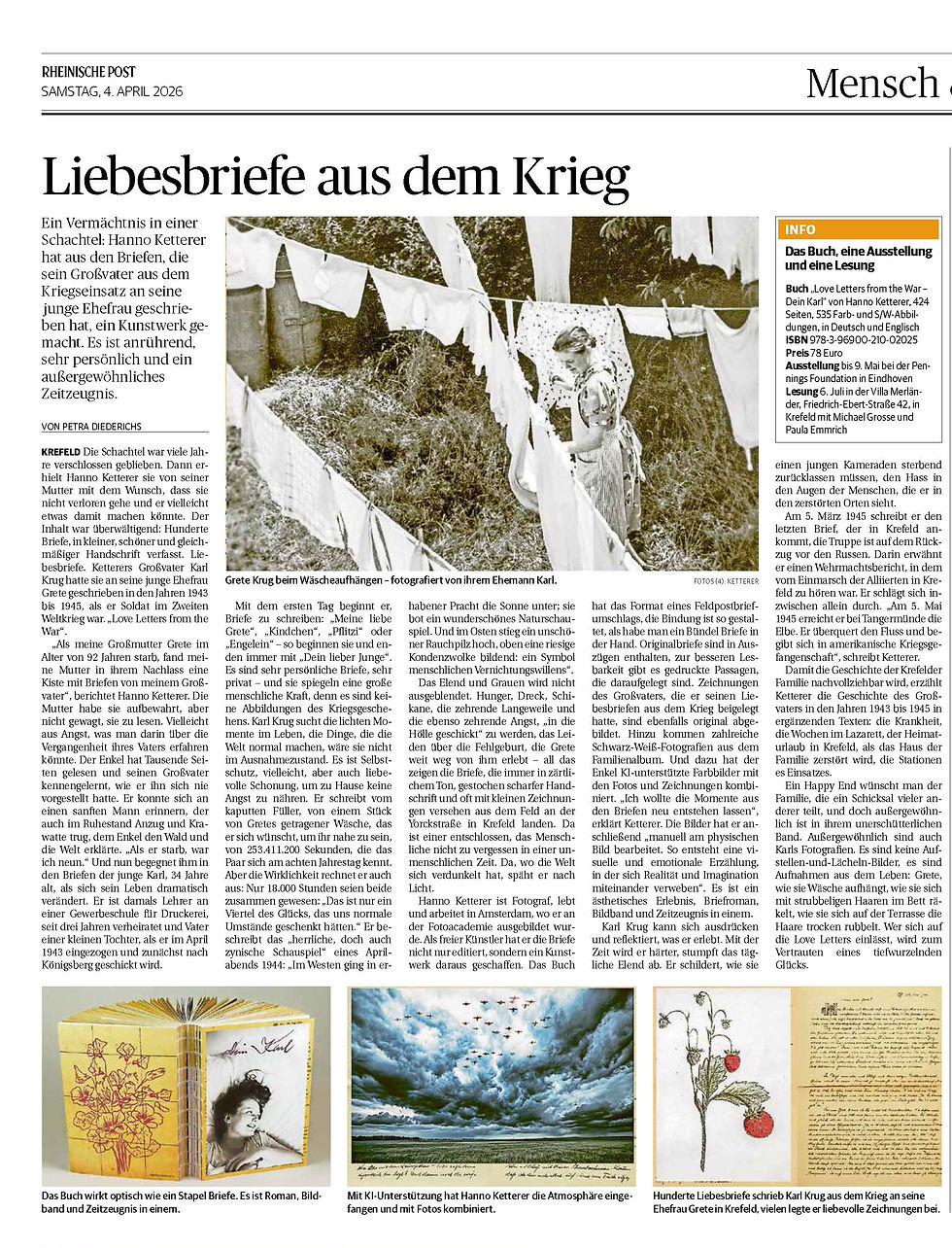Rheinische Post, April 4 2026, Liebesbriefe aus dem Krieg, Hanno Ketterer, Fotobuch