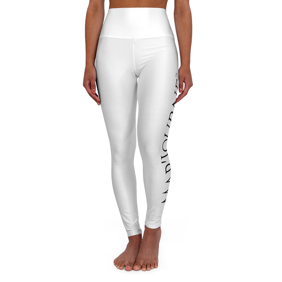 White high-waisted leggings, 'LEGACY' text