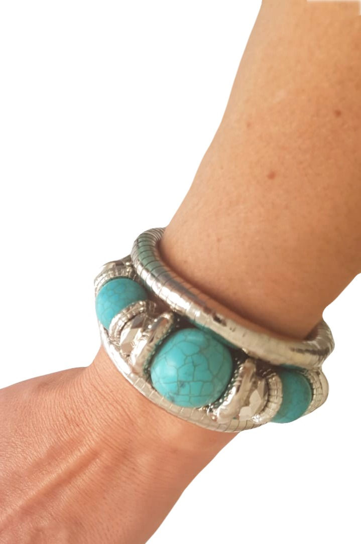 תמונה ממוזערת: צמיד כסוף בשילוב אבני טורקיז