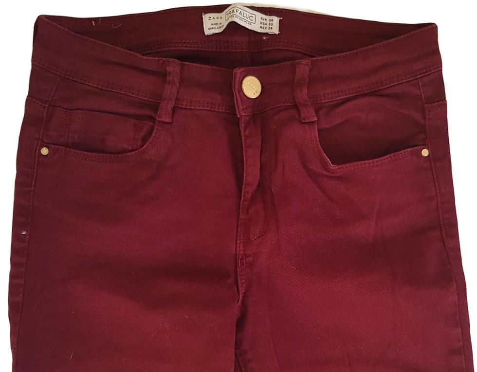 תמונה ממוזערת: ג'ינס בורדו גזרה ישרה וגבוהה S I ZARA