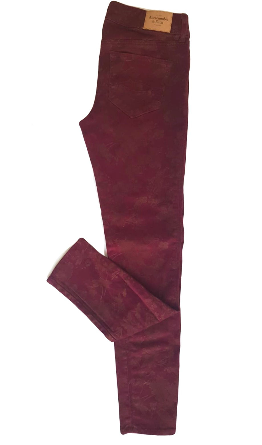 תמונה ממוזערת: ג'ינס בורדו עם הדפס פרחים S | Abercrombie & Fitch