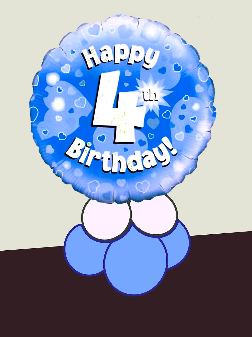 Thumbnail: Happy 4th Birthday Blue Holographic Foil Balloon.