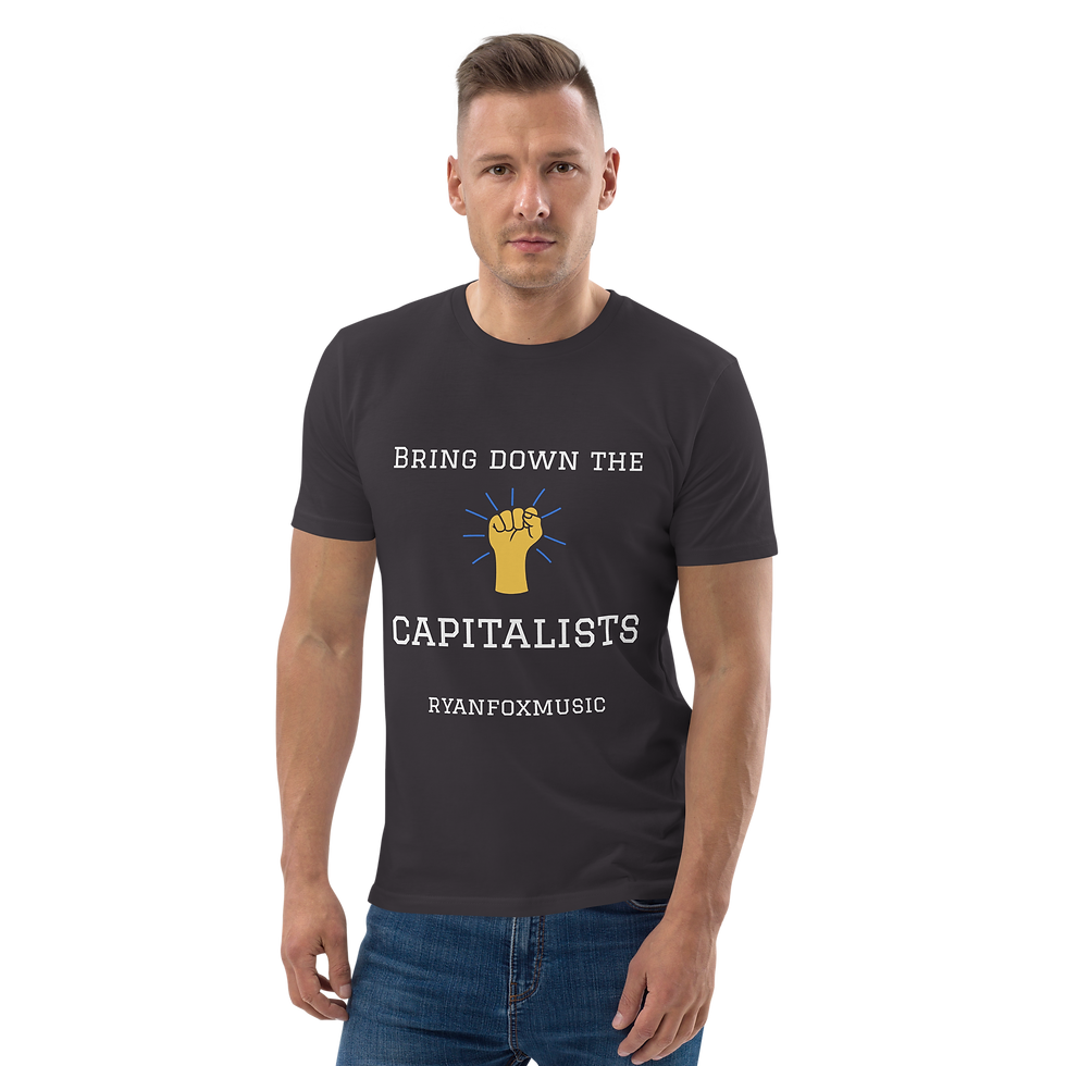 Thumbnail: Unisex organic cotton t-shirt - Bring Down the Capitalists (white writing)