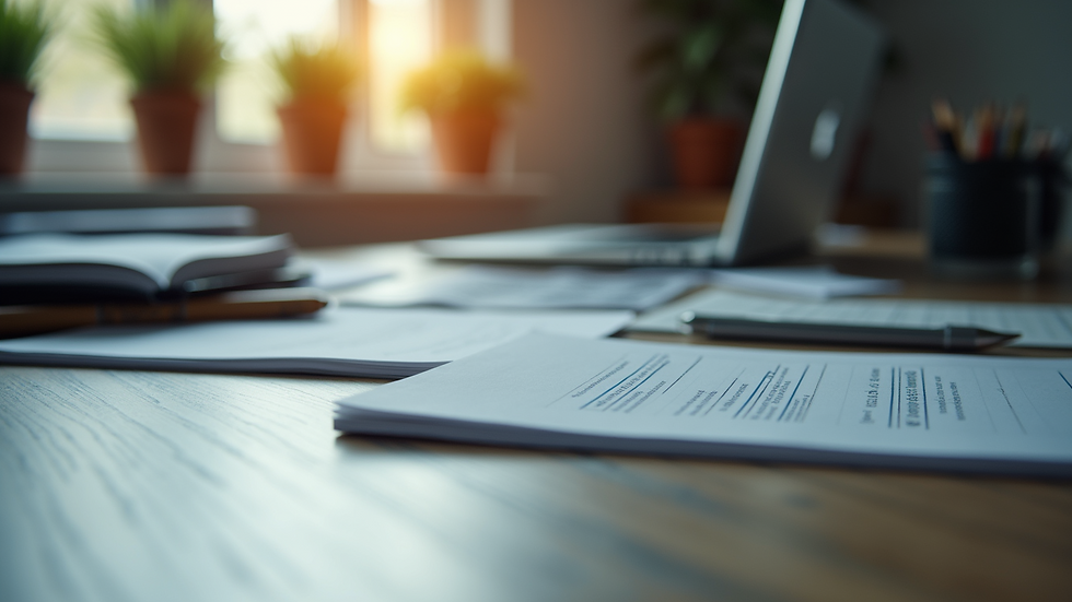 Eye-level view of a laptop on a desk with educational materials
