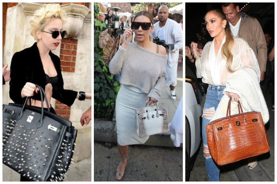 Lady Gaga, Kim Kardashian, and Jennifer Lopez with Birkin Bags