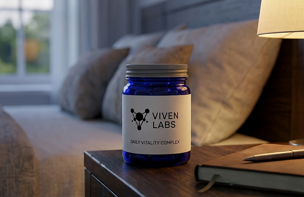 A supplement bottle close to bed