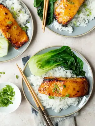 Air Fryer Salmon with Ginger and Miso