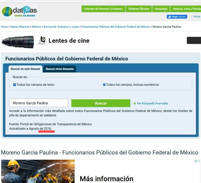 Durante el 2016 Paulina Moreno ocupó una cartera en Banobras, mismo año en que Rodrigo Jarque fue director general adjunto, por lo que fue su subalterna