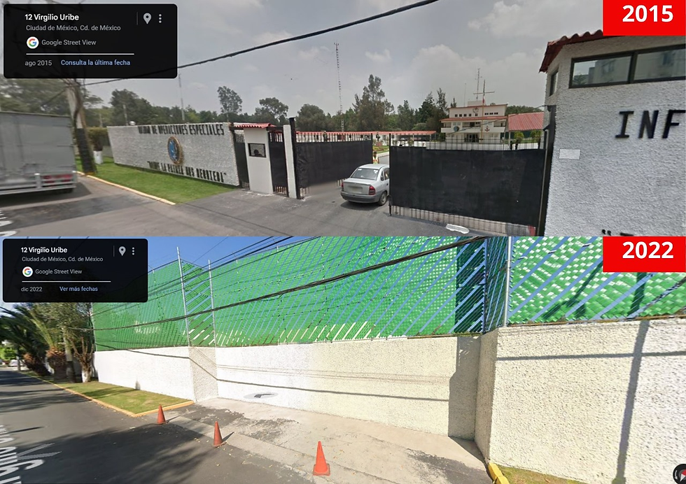 Las instalaciones donde se encontraba la Unopes (arriba) fueron  remodeladas en 2017. Abajo, como se ven actualmente. (Google Maps)