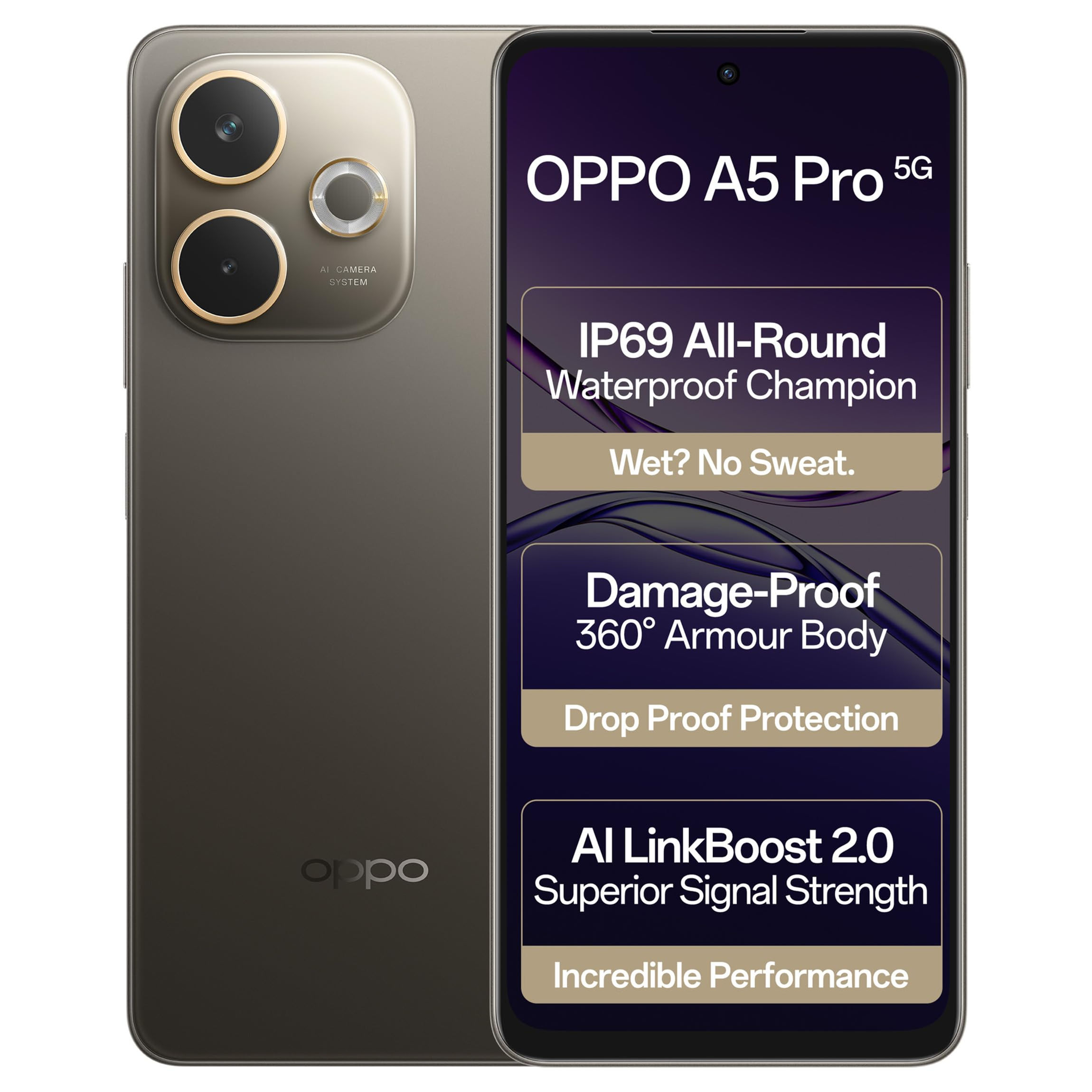 OPPO A5 PRO 5G 8GB RAM 256 GB STORAGE, MOCHA BOWN COLOUR