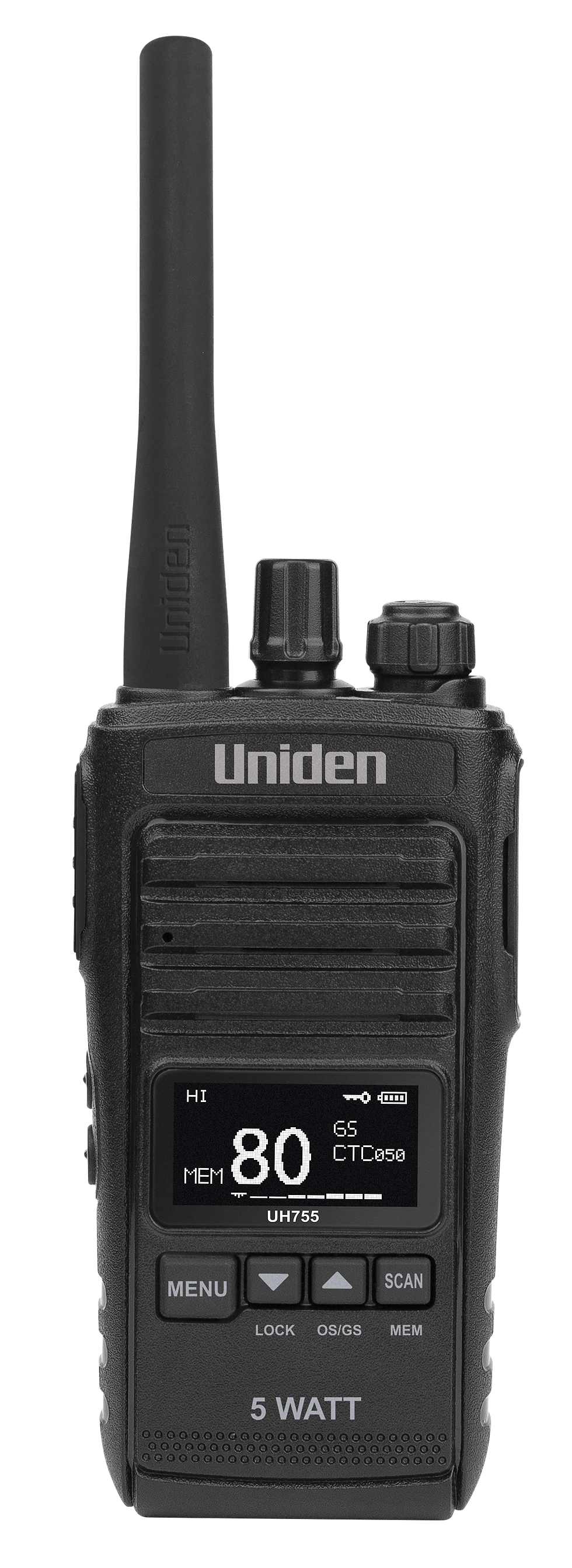 Thumbnail: Uniden 5 Watt UHF CB Splashproof Handheld Radio Deluxe Pack