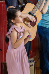 A young girl singing