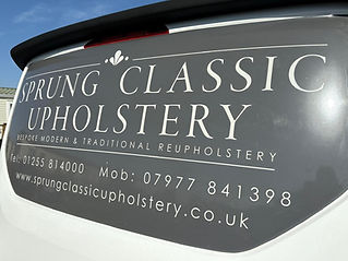 Rear view of the Sprung Classic Upholstery service van