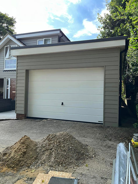 Garage extension completed for a client, in grey cladding